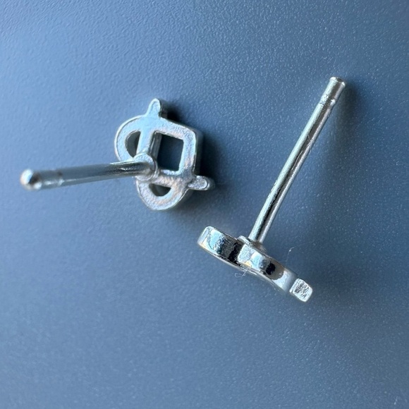 Sterling Silver Pretzel Heart Stud Earrings - Picture 6 of 14